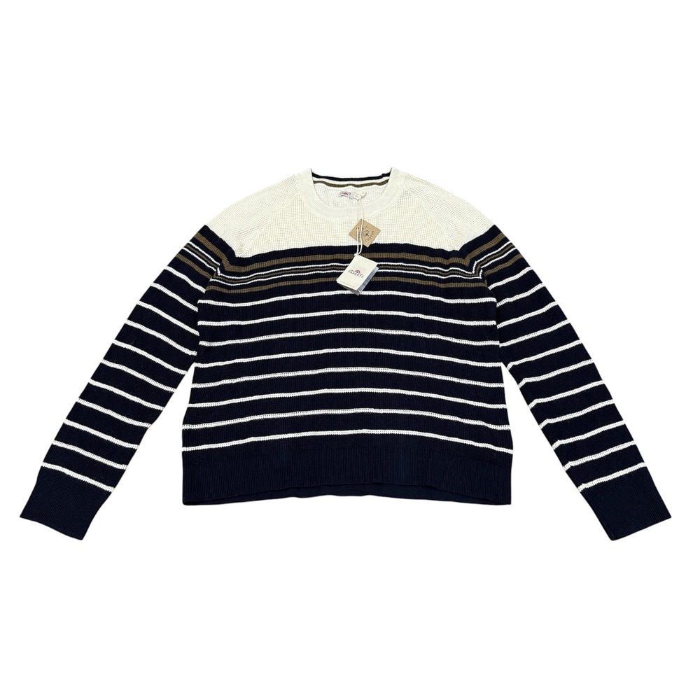 NWT Faherty Throwback Waffle Crewneck Oakland Stripe XL Casual Preppy Staple - Picture 2 of 9